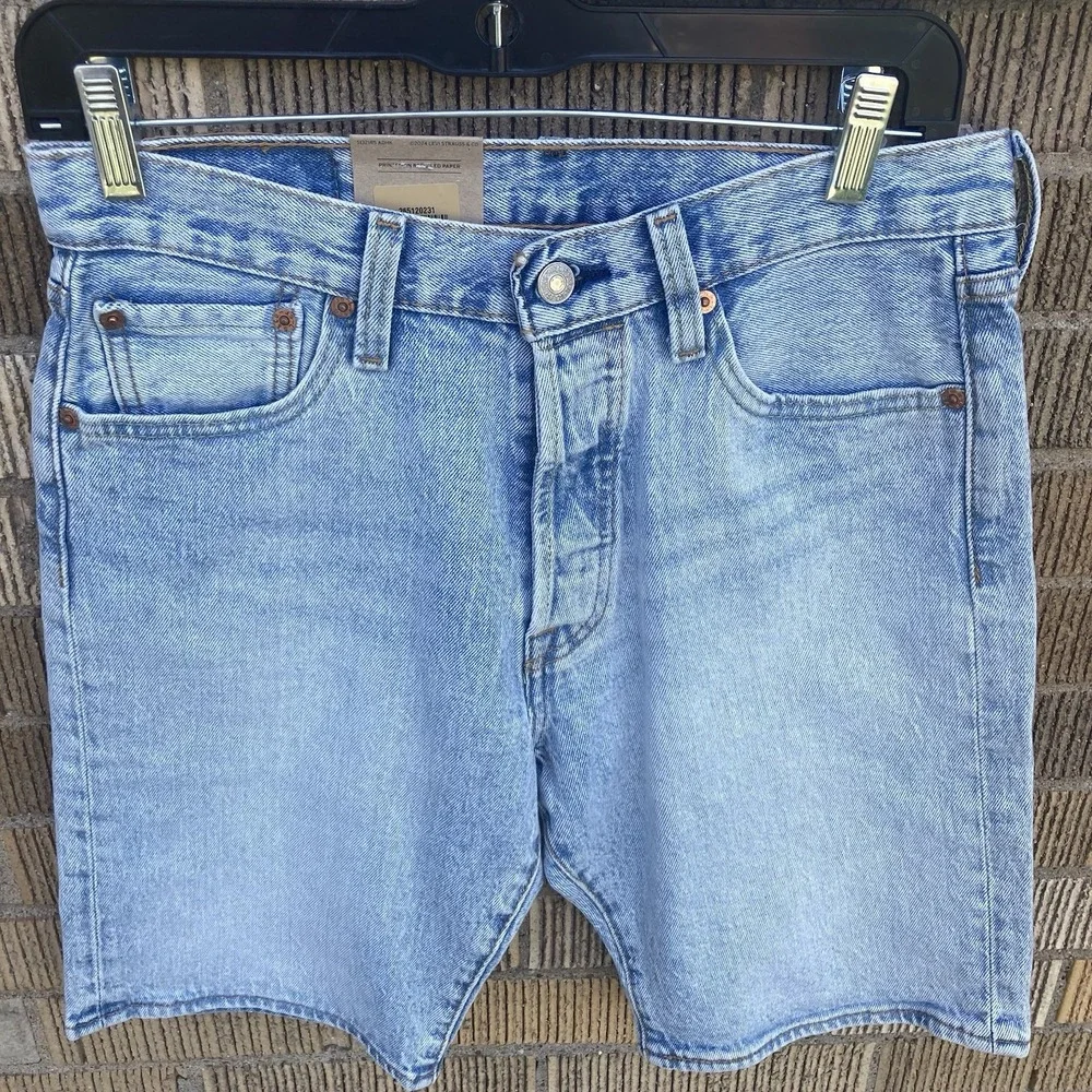Levi's Men's Sz 29 501 Jean Shorts Jorts Button Fly Light Wash 9